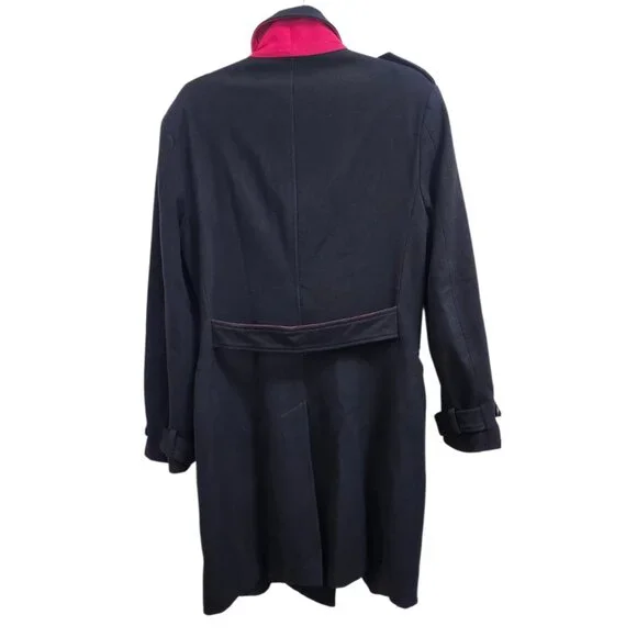 OPERATIONS NYC Black Wool Cashmere Military Peacoat Trench Coat Small USA Made